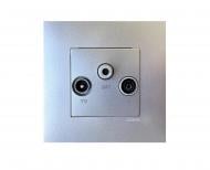 Розетка TV+R/SAT оконечная Efapel Quadro без крышки алюминий 4654312 SAL