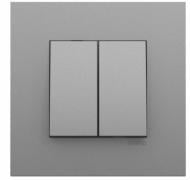Выключатель двухклавишный проходной проходной двухклавишный Efapel Quadro без подсветки алюминий 4610112 SAL