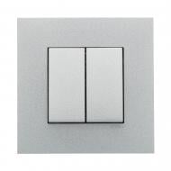 Выключатель проходной двухклавишный Efapel Quadro без подсветки алюминий 4610112 SAL