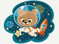 Картина по номерам Космический медвежонок KBS0092 30x40 см Brushme