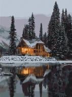 Картина по номерам Заснеженная ночь RBS52498 30x40 см Brushme Картина по номерам Заснеженная ночь RBS52498 30x40 см Brushme