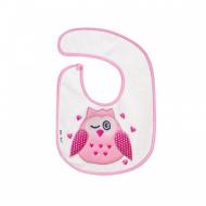 Нагрудник Akuku на липучке малый Розовая Сова5 белый A1305
