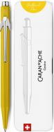 Ручка шариковая Caran d'Ache 849 Colormat-X желтая в подарочном футляре стержень 1 мм синий