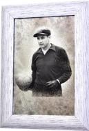 Репродукция Лев Яшин с мячом х4.№1739 в раме за состаренным зеркалом 28x38 см SEAPS