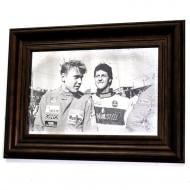 Репродукция Michael Schumacher & Mika Hakkinen №1785 в раме за состаренным зеркалом 28x38 см SEAPS