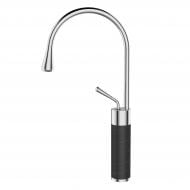 Смеситель для умывальника Invena высокий STONE черный/хром