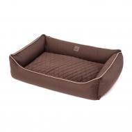 Лежак PETBED Лакі 2XL 100х70 см h-22 см велюр коричневий/кант бежевий