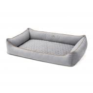 Лежак PETBED Лакки 3XL 120х80 см h-24 см велюр серый/кант бежевый