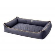 Лежак PETBED Лакки 3XL 120х80 см h-24 см велюр темно-серый/кант желтый