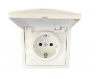 Розетка вологозахищена із заземленням Siemens Style Шуко IP20 білий полярний 5UH12884WH