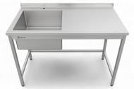 Стол производственный с левосторонней мойкой Tehma 1200x600х850 мм нержавеющая сталь