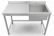 Стол производственный с правосторонней мойкой Tehma 1200x600х850 мм нержавеющая сталь
