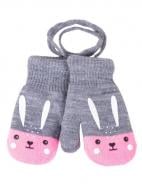 Рукавиці YO! Зайчик р.16 сірийрожевий