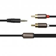 Кабель мультимедійний PowerPlant 3.5 мм Stereo Plug – 2хRCA 1 м чорний (CA912834)