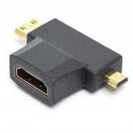 Переходник PowerPlant HDMI (F) – mini HDMI (M)/micro HDMI (M) черный (CA912056)