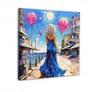 Картина по номерам Девушка с шариком 40x40 см Santi