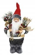 Декоративная новогодняя фигура Санта лесной в свитере серо-красный 30 см