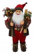 Декоративная новогодняя фигура Санта лесной в свитере серо-красный 40 см