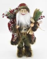 Декоративная новогодняя фигура Санта лесной с мешочком красно-зеленый 40 см