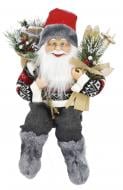 Декоративная новогодняя фигура Санта лесной сидящий красно-серый 40 см