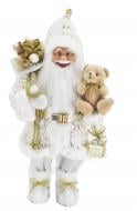 Декоративная новогодняя фигура Санта с мишкой бело-золотой 60 см Декоративная новогодняя фигура Санта с мишкой бело-золотой 60 см