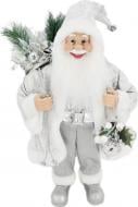 Декоративная новогодняя фигура Санта с мешком бело-серый 60 см