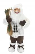 Декоративная новогодняя фигура Санта лесной с лыжами бело-коричневый 60 см