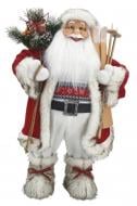 Декоративная новогодняя фигура Санта лесной с мешочком бело-красный 80 см
