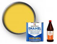 Эмаль алкидная Kompozit ПФ-115 Желтая RAL 1018 2,8 кг + Преобразователь ржавчины Kompozit 0,48 кг