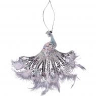 Украшение новогоднее YES! Fun Павлин с перьями 17 см серебро блестящее 974945