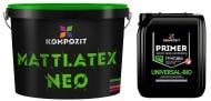 Краска интерьерная Kompozit Matt Latex NEO Белая 14 кг + Грунтовка акриловая Kompozit UNIVERSAL-BIO 5 л