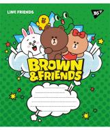 Тетрадь школьная 18 листов клетка Line friends (766329) YES