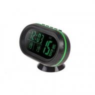 Годинник термометр вольтметр автомобільний VST 7009V Чорний із зеленим (008099)