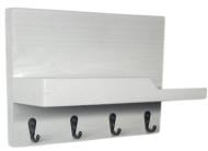 Ключница деревянная настенная на 4 крючка белая