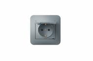 Розетка с крышкой с заземлением Hausmark Luno IP20 серебро 709-4343-123B