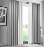 Штора Микровелюр Двухцветные Микос Зигзаг 200x270 Белый с серым Декор-ін