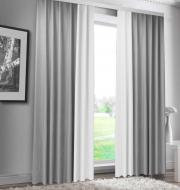 Штора Микровелюр Двухцветные Микос Зигзаг 225x270 Белый с серым Декор-ін