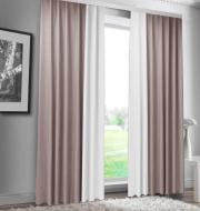 Штора Микровелюр Двухцветные Микос Зигзаг 225x270 Белый с капучино Декор-ін