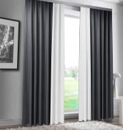 Штора Микровелюр Двухцветные Микос Зигзаг 200x270 Белый с графитовым Декор-ін