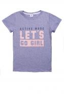 Футболка для девочек Luna Kids с принтом Lets Go Girl р.110 серый меланж
