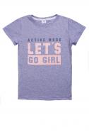 Футболка для девочек Luna Kids с принтом Lets Go Girl р.116 серый меланж
