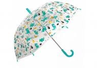 Зонт трость автомат Economix DINO WORLD прозрачный с бирюзовым E98450