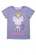 Футболка для девочек Luna Kids с принтом Cat р.116 серый меланж