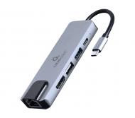 Док-станція Cablexpert USB-C 5-в-1 (хаб/HDMI/PD/LAN) dark grey (A-CM-COMBO5-04)