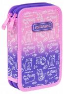 Пенал на блискавці Подвійний без обладнання ASTRABAG KITTY, AC2 ASTRABAG рожевий із фіолетовим