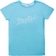 Футболка для девочек Luna Kids с принтом Beautiful р.140 аквамарин