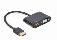 Адаптер Cablexpert HDMI на HDMI/VGA+Аудио 3,5 0,15 м black (A-HDMIM-HDMIFVGAF-01)