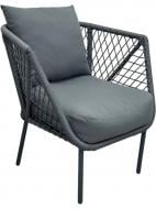 Кресло Matori плетеное из веревки Флэт 65x70x70 см алюминий серый