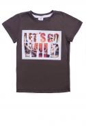 Футболка для мальчиков Luna Kids с принтом Lets Go Wild р.116 графит