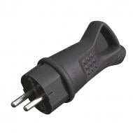 Вилка електрична каучукова пряма ELM з кільцем (41-0045) із заземленням 250В 16А IP44 каучук чорний